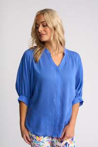Folk Shirt With Concealed Placket - French Blue