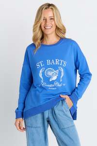 Larger Sizes: Palma Sweatshirt - St Barts Print Blue
