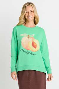Larger Sizes: Palma Sweatshirt - Peachy Keen Print Green