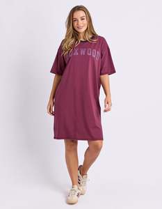 Intentional Contrast Tee Dress - Plum
