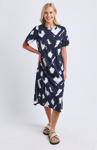Klee Tee Dress - Navy Print