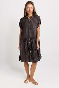 Sandy Dress - Brown Stripe
