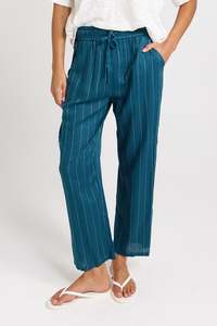 Palm Relax Pants - Teal-White Stripe