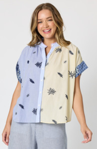 Shirts: Costa Mesa Print Shirt - Navy Multi