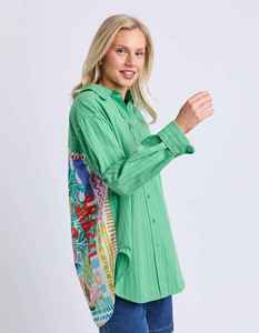 Shirts: Tropical Muse Shirt - Green Briar Stripe