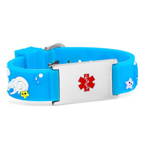 Products: Ocean Breeze Rubber Medical ID Bracelet
