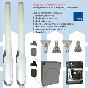 Products: Starter Kit, NICE Wingo 3524 (240v/24v) Double Swing Gate x 3.5m Leaves