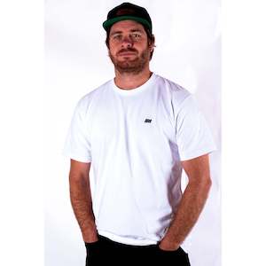 Mens Clothing: Essentials Line - White (black emb) - Premium Tee