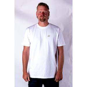 T Shirts: Essentials Line - White (light brown embroidery) - Premium Tee