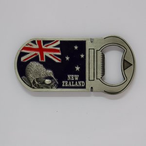 Bottle Opener Magnet - Kiwi Flag Pewter - FM323 - all sortz