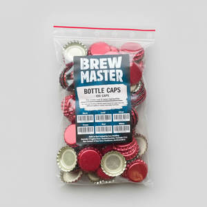 Brew Master Bottle Caps / Crown Seals - Red - 120 Caps