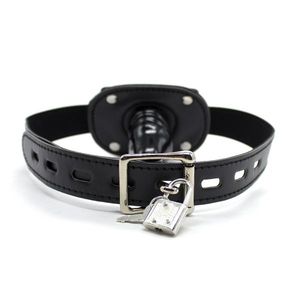 Restraint Lockable Leather Sexy Mouth Ball Gag SM Sex Toy Black Allureluv