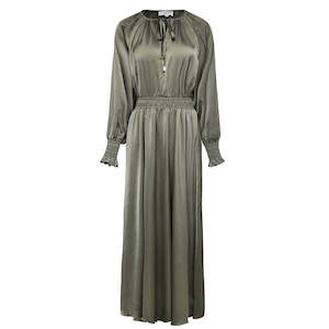 Dresses: Ariane Khaki Satin Midi Dress