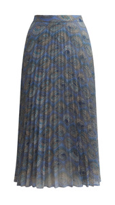 Skirts: Harley Blue Chain Print Pleated Midi Skirt