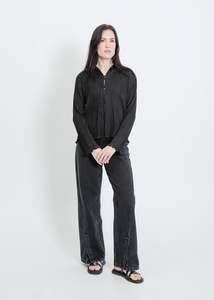 ORLANDO PLEAT SHIRT / BLACK