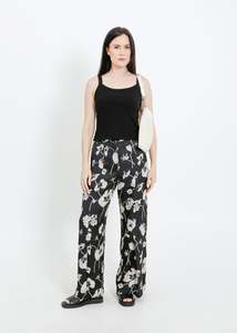 JACKSON PANT / FRAGILE BLOOMS - BLACK-CREAM