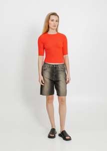 Denim: CARSON DENIM SHORT / BROWN-BONE