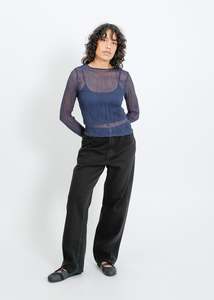 Tops Tops By Colour Black Tops: Shaun Pleat Top / Navy