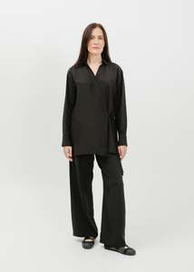 Shirts: Selda Wrap Shirt / Black