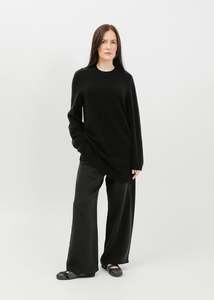 Knit Tops: Abie Long Line Knit Sweat / Black