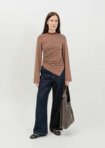 Tops Tops By Colour Black Tops: Amelia Twist Top / Brown-White-Navy
