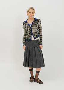 Dune Knit Cardi / Navy-Khaki-Lemon