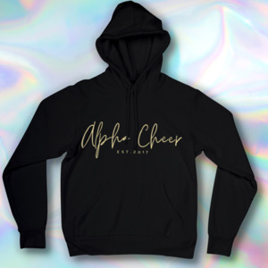 Products: ADULT BLACK EMBROIDERED HOODIE (New Supplier) - Alpha Cheer NZ