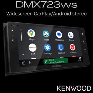 Head Unit: Kenwood DMX723ws wide fit car stereo with CarPlay/AndroidAuto