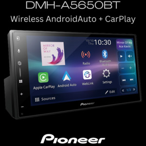 Head Unit: Pioneer DMH-A5650BT wireless CarPlay/AndroidAuto