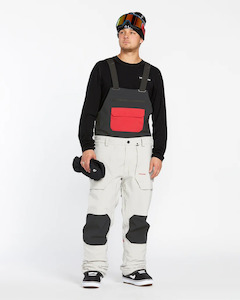 Mens Snow Pants: Volcom Roan Bib Overall - Stone