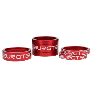 Handlebars Stems: Burgtec Stem Spacer Kit Race Red (5mm Spacer x2, 10mm, 20mm Spacer)