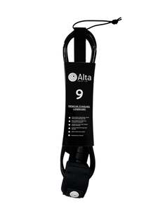 Premium Standard Longboard Black Leash 9"