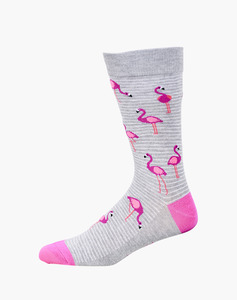 Men: Bamboozld Mens Flamingo Bamboo Socks - Grey Stripe / R7-11