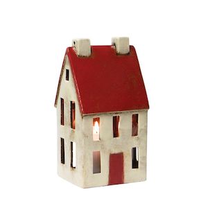 Gifts: Alsace Tea Light House: Tall Chalet - Red White
