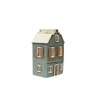Gifts: Alsace Tea Light House with Shutters - Blue
