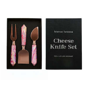 Gifts For Her: Cheese Knife Set - Pink Marble