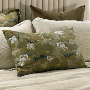 Pillowcases: Waterlily Olive Pillowcase in Pair