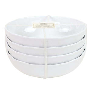 Bowls: White on White Melamine Cereal Bowl - Set of 4