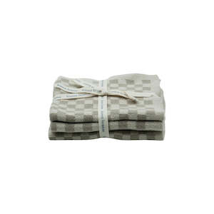 Tea Towels Wash Cloths: Chekka Washcloths: Taupe - Set of 3