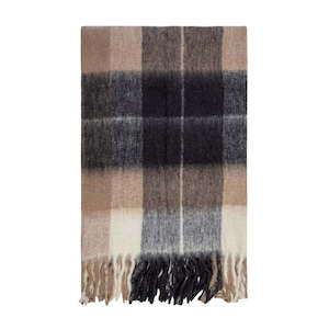 Blankets Throws: Bliss Wool Mohair Blend Throw: Beige/Chocolate - 130x170
