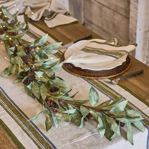 Faux Plants Foliages Flowers: Eucalyptus & Brown Berry Wood Swag - Large