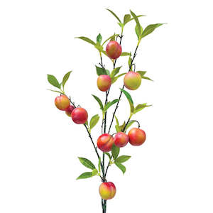 Faux Plants Foliages Flowers: Nectarine Branch - Red/Green