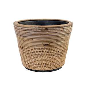 Pots Planters: Drypot Rattan Grey Lombok - Medium