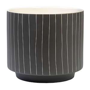 Pots Planters: Blurred Lines Dark Grey Pot - Large