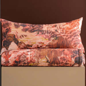 Bed Cushions: Floresta Merlot Bolster Cushion - 90x40
