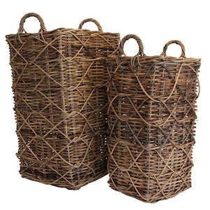 Laundry Baskets: Provence Tall Umbrella Baskets Rustic Brown - Large