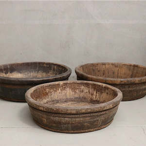Antique Collections: Antique Wooden Baby Bath Basin - Large