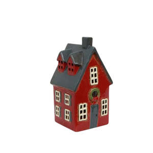 Gifts: Alsace Tea Light Cottage with Wreath: Red