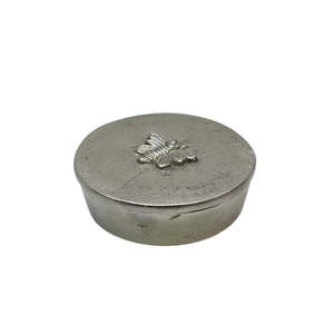 Storage Organisation: Round Silver Box with Bee Design