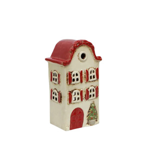 Gifts: Alsace Tea Light Villa: Christmas Stone with Red Shutters